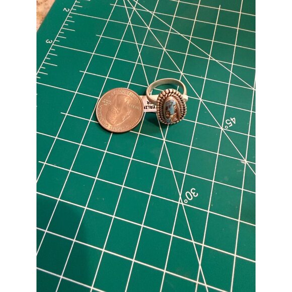 Handcrafted Sterling Silver Golden Hill Turquoise Adj Ring Solid Back Southwest - Picture 7 of 9